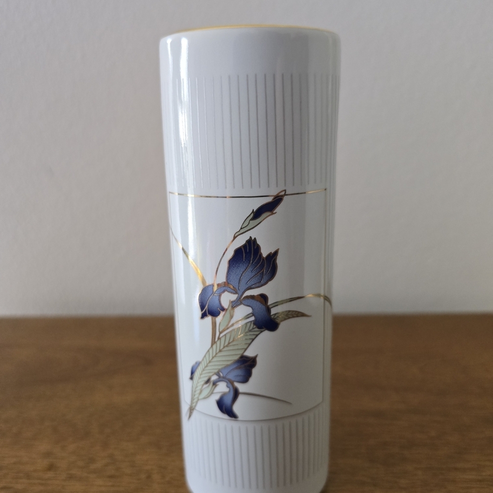 Otagiri White and Blue Artistic Bud Vase